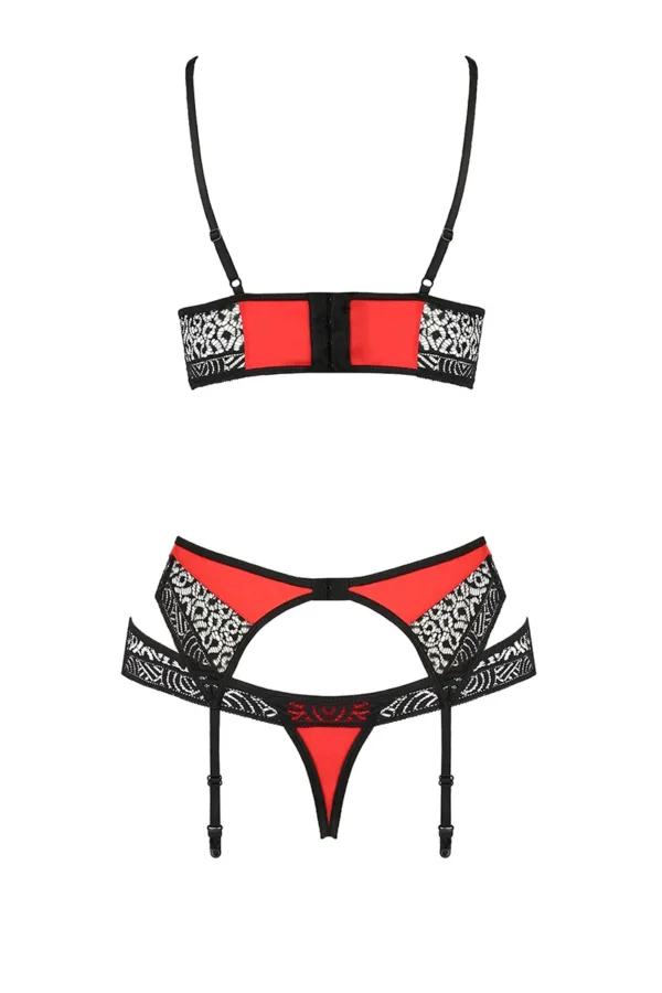 Ensemble à jarretelles Scarlet rouge – Passion - 94edenstreet.com - sexshop en ligne