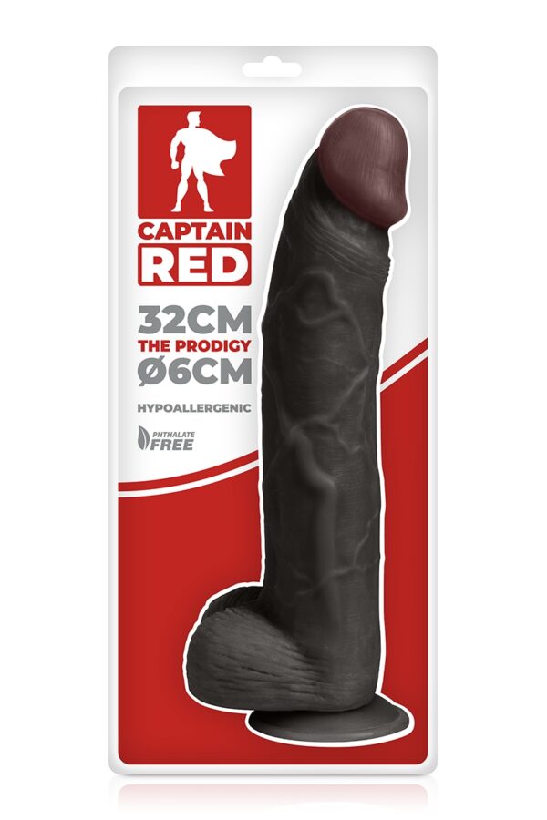Gode XXL Prodigy Black 32 x 6 cm – Captain Red - 94edenstreet.com - sexshop en ligne