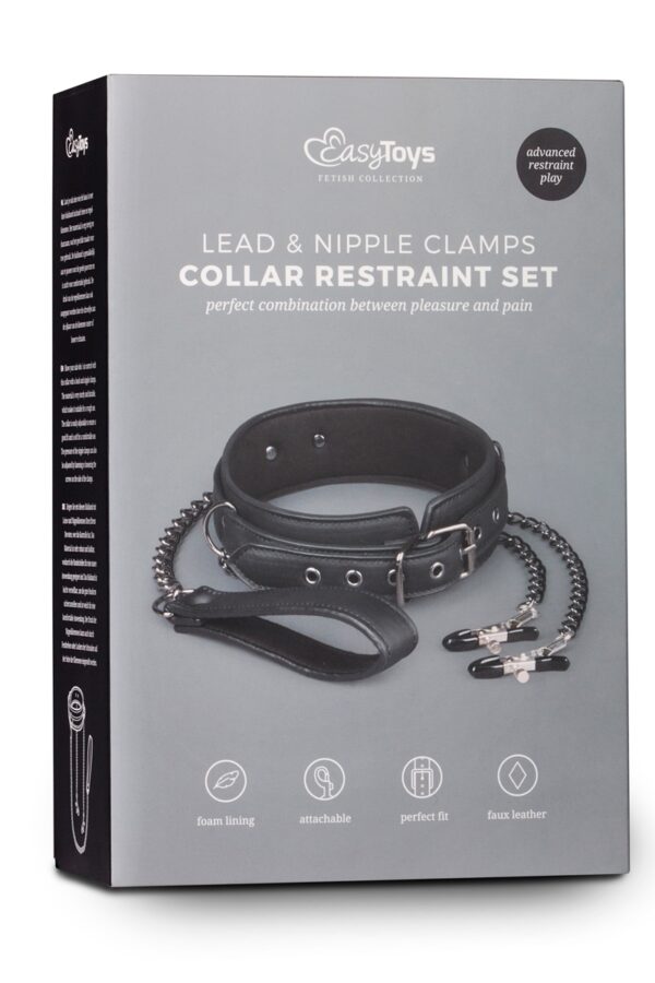 Collier cuir avec chaînes de seins - Easytoys Fetish Collection – Image 3