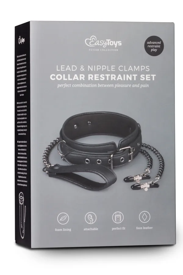 Collier cuir avec chaînes de seins – Easytoys Fetish Collection - 94edenstreet.com - sexshop en ligne