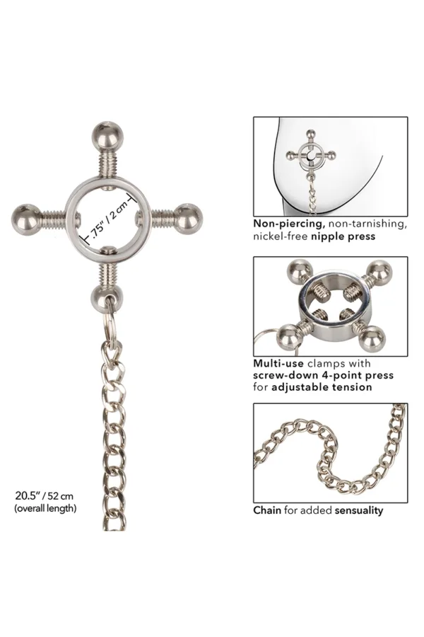 Pinces à tétons 4 points & chaine – Calexotics - 94edenstreet.com - sexshop en ligne