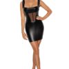 Robe courte wetlook et tulle F257 – Image 3
