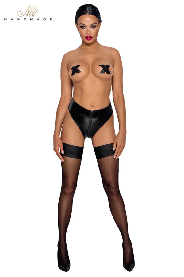 Culotte tanga zipée en wetlook F260 – Image 3