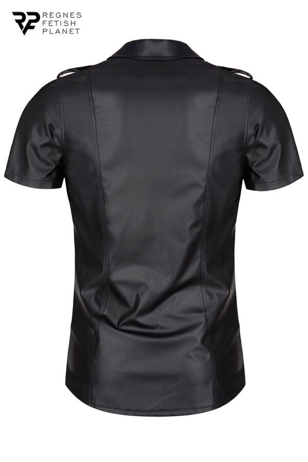 Chemise manches courtes wetlook noire Luca – Regnes - 94edenstreet.com - sexshop en ligne