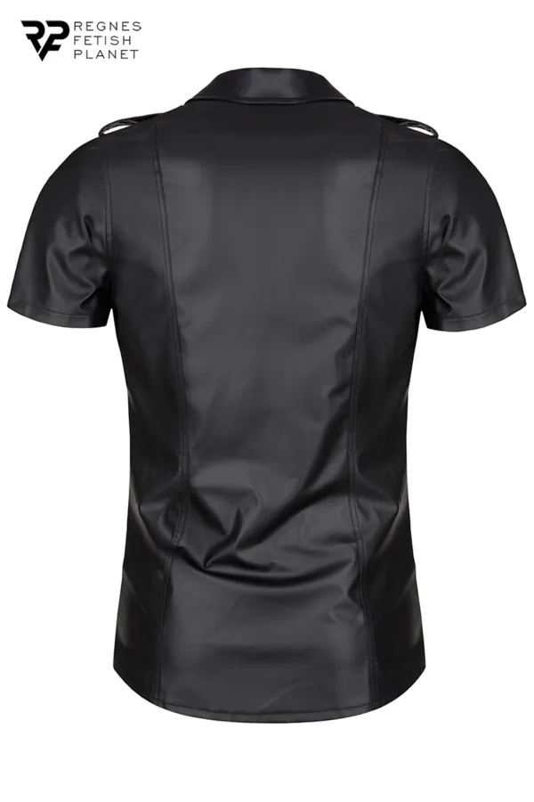 Chemise manches courtes wetlook noire Luca – Regnes - 94edenstreet.com - sexshop en ligne