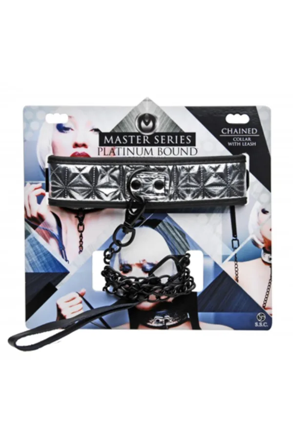 Collier argenté avec laisse – Master Series - 94edenstreet.com - sexshop en ligne