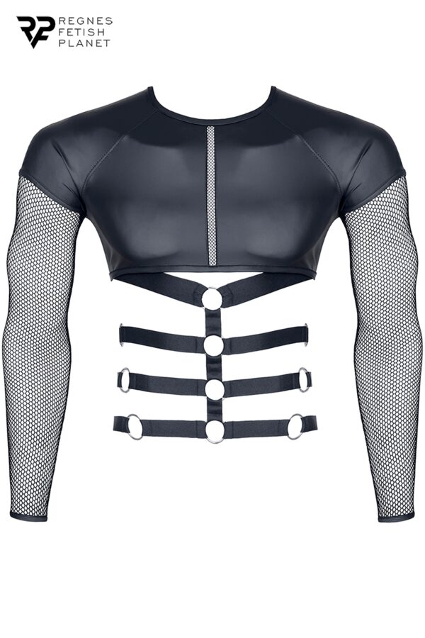 T-shirt harnais wetlook et maille – Regnes - 94edenstreet.com - sexshop en ligne