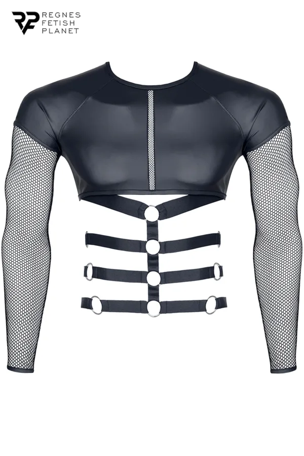 T-shirt harnais wetlook et maille – Regnes - 94edenstreet.com - sexshop en ligne