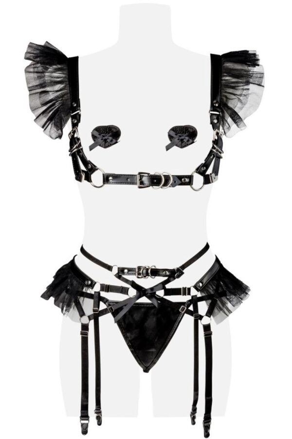 Ensemble burlesque 4 pièces – Grey Velvet - 94edenstreet.com - sexshop en ligne