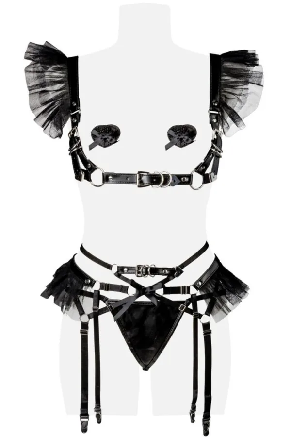 Ensemble burlesque 4 pièces – Grey Velvet - 94edenstreet.com - sexshop en ligne