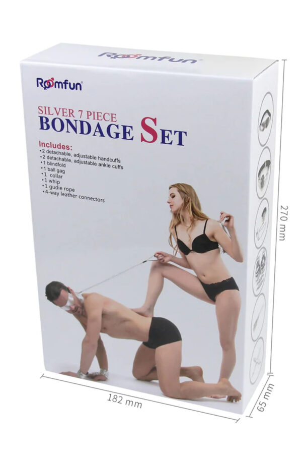 Kit BDSM 7 pièces argenté - 94edenstreet.com - sexshop en ligne