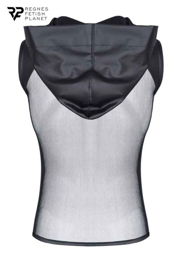 T-shirt à capuche wetlook et mesh – Regnes - 94edenstreet.com - sexshop en ligne