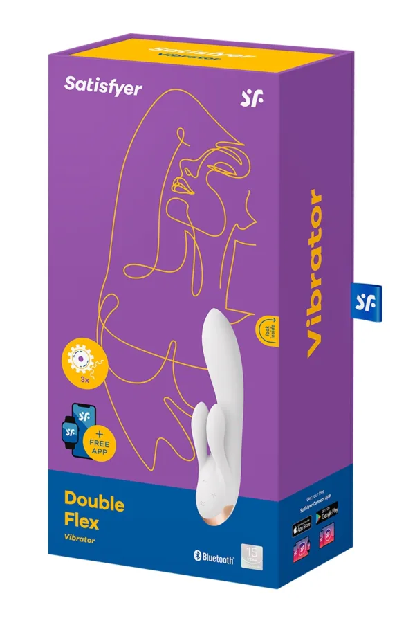 Vibro Rabbit connecté Double Flex blanc – Satisfyer - 94edenstreet.com - sexshop en ligne
