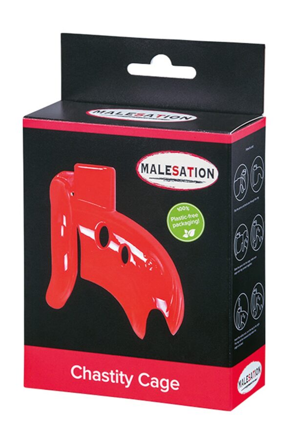 Cage de chasteté ABS rouge – Malesation - 94edenstreet.com - sexshop en ligne