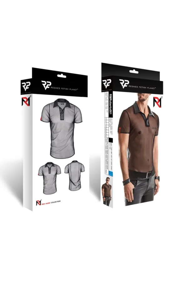 Polo en maille noire transparente – Regnes - 94edenstreet.com - sexshop en ligne