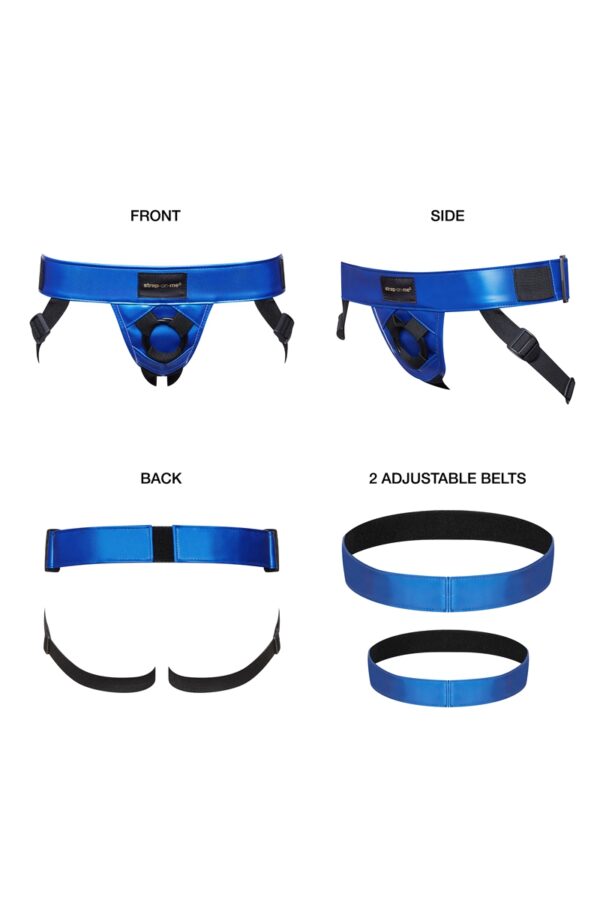 Harnais Curious bleu métallique – Strap On Me - 94edenstreet.com - sexshop en ligne