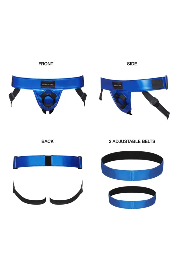 Harnais Curious bleu métallique – Strap On Me - 94edenstreet.com - sexshop en ligne