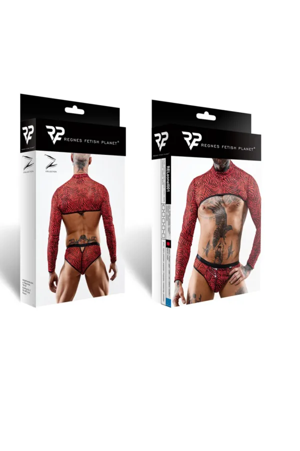 Crop top tulle zébré rouge et noir – Regnes - 94edenstreet.com - sexshop en ligne