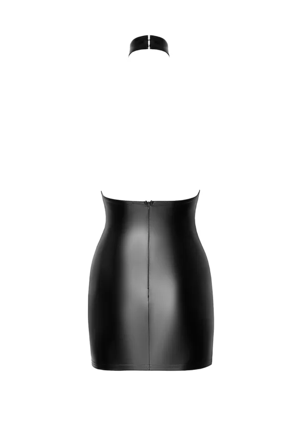 Mini robe dos nu Eros F311 wetlook et tulle floqué - 94edenstreet.com - sexshop en ligne