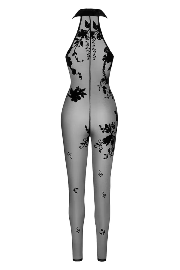 Combinaison zippée Ego F315 tulle floqué - 94edenstreet.com - sexshop en ligne