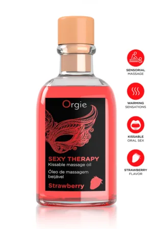 Huile de massage embrassable Sexy Therapy fraise - 94edenstreet.com - sexshop en ligne