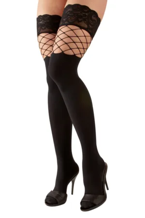 Bas autofixants opaques noir – Cotelli Legwear - 94edenstreet.com - sexshop en ligne