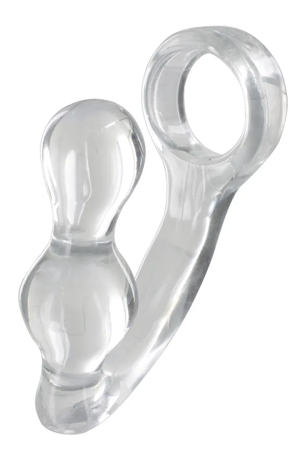 Stimulateur de prostate et cockring transparent - 94edenstreet.com - sexshop en ligne