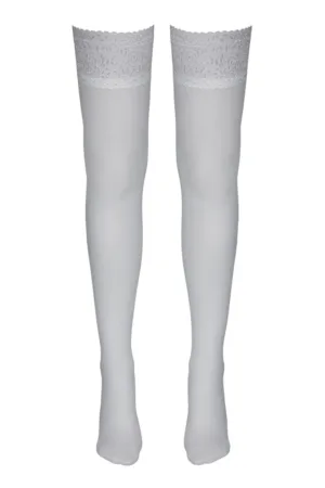 Bas autofixants blanc – Cotelli Legwear - 94edenstreet.com - sexshop en ligne