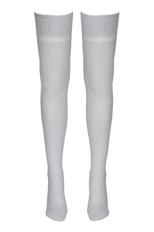 Bas autofixants blanc - Cotelli Legwear – Image 2