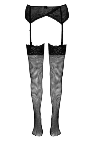 Bas résille noir – Cotelli Legwear - 94edenstreet.com - sexshop en ligne