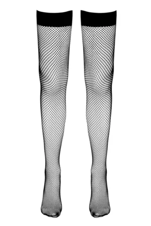 Bas résille autofixants noir – Cotelli Legwear - 94edenstreet.com - sexshop en ligne