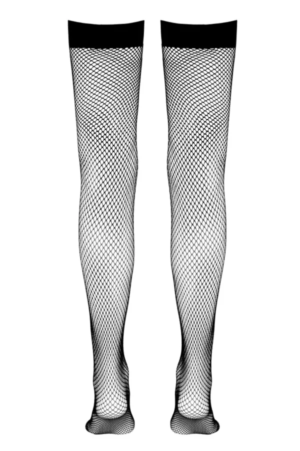Bas résille autofixants noir – Cotelli Legwear - 94edenstreet.com - sexshop en ligne