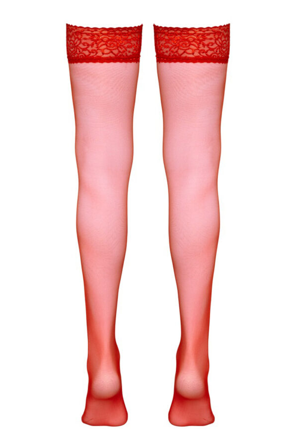 Bas autofixants rouge – Cotelli Legwear - 94edenstreet.com - sexshop en ligne
