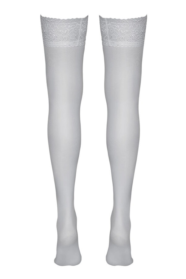 Bas autofixants blanc - Cotelli Legwear – Image 3