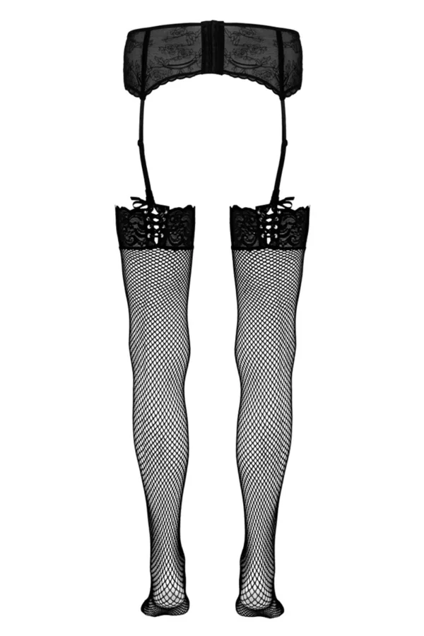 Bas résille noir – Cotelli Legwear - 94edenstreet.com - sexshop en ligne