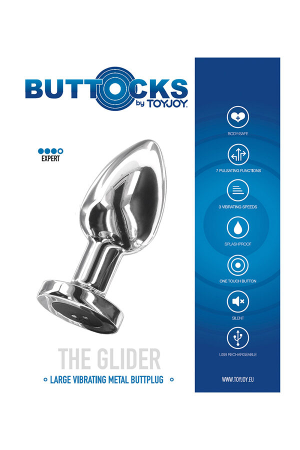 Plug vibrant en métal The Glider L - 94edenstreet.com - sexshop en ligne