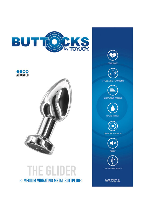 Plug vibrant en métal The Glider M - 94edenstreet.com - sexshop en ligne