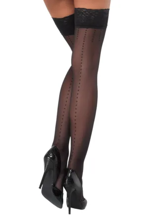 Bas autofixants noir Hold up 2 – Cotelli Legwear - 94edenstreet.com - sexshop en ligne