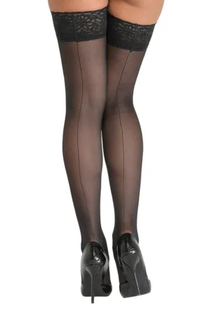 Bas autofixants noir Hold up 3 – Cotelli Legwear - 94edenstreet.com - sexshop en ligne