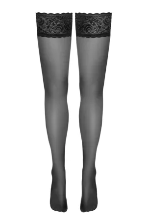Bas autofixants noir Hold up – Cotelli Legwear - 94edenstreet.com - sexshop en ligne