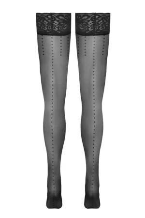 Bas autofixants noir Hold up 2 – Cotelli Legwear - 94edenstreet.com - sexshop en ligne