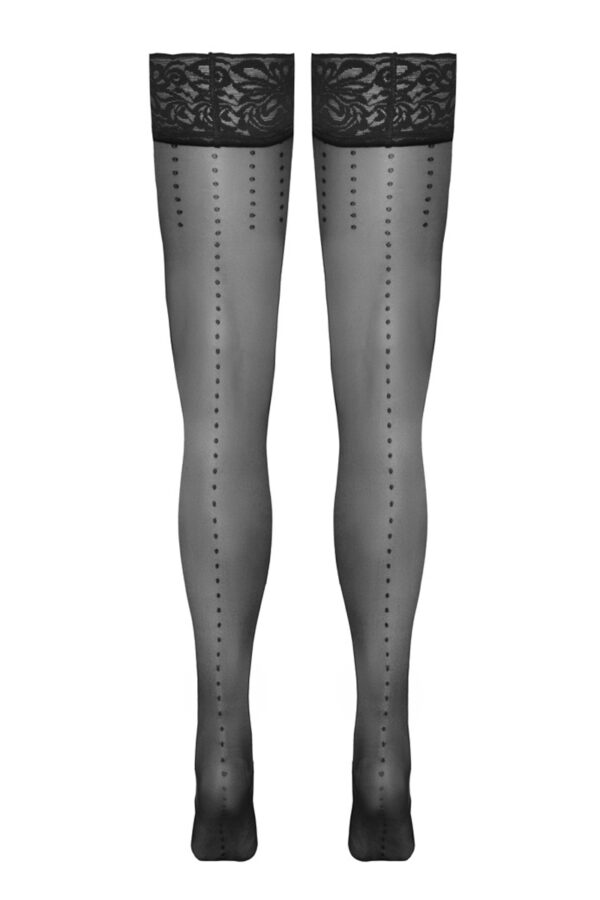Bas autofixants noir Hold up 2 - Cotelli Legwear – Image 2