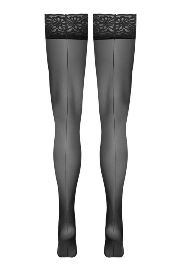 Bas autofixants noir Hold up 3 - Cotelli Legwear – Image 2