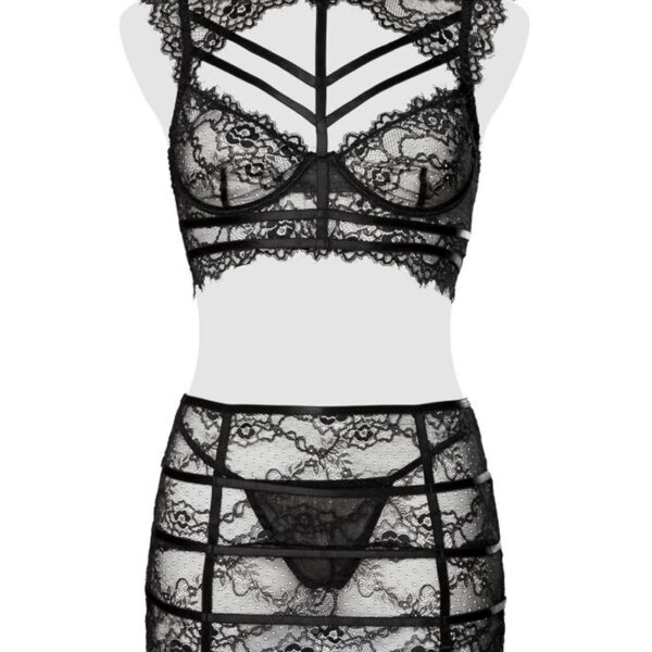 Set érotique jupe à jarretelles et top dentelle – Grey Velvet