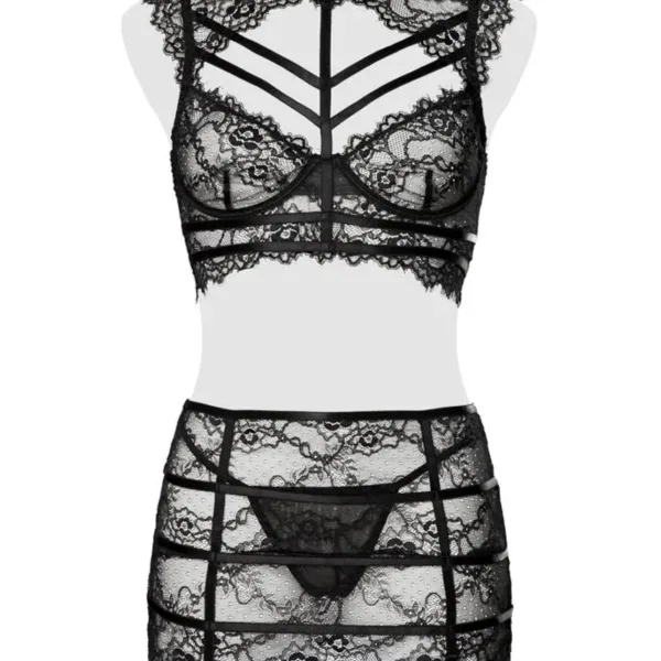 Set érotique jupe à jarretelles et top dentelle – Grey Velvet