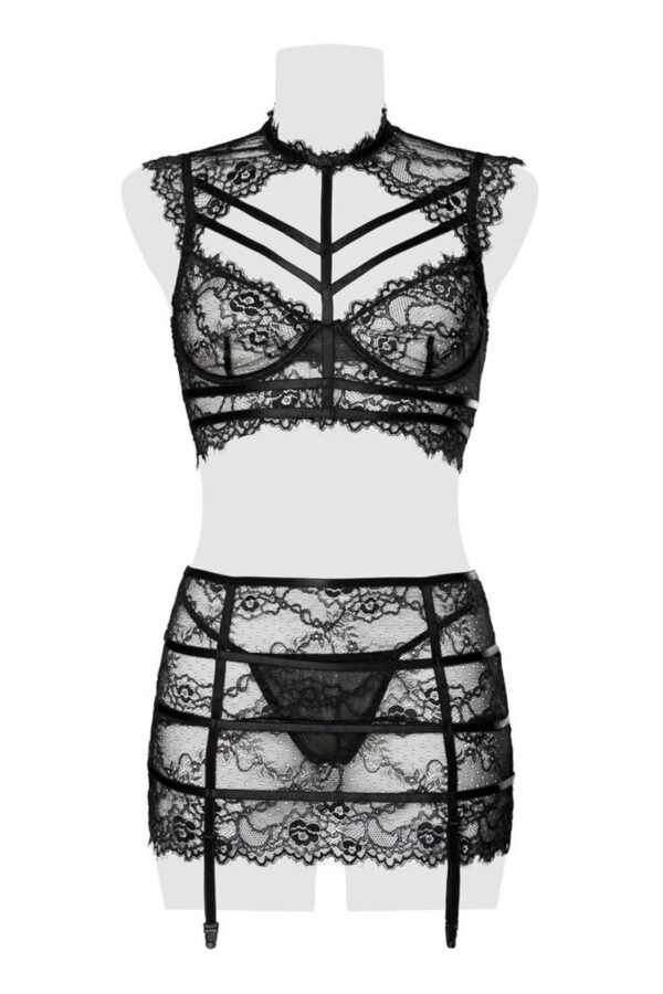Set érotique jupe à jarretelles et top dentelle - Grey Velvet – Image 2