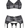 Ensemble coquin ouvert 3 pièces gris – Cottelli Lingerie - 94edenstreet.com - sexshop en ligne