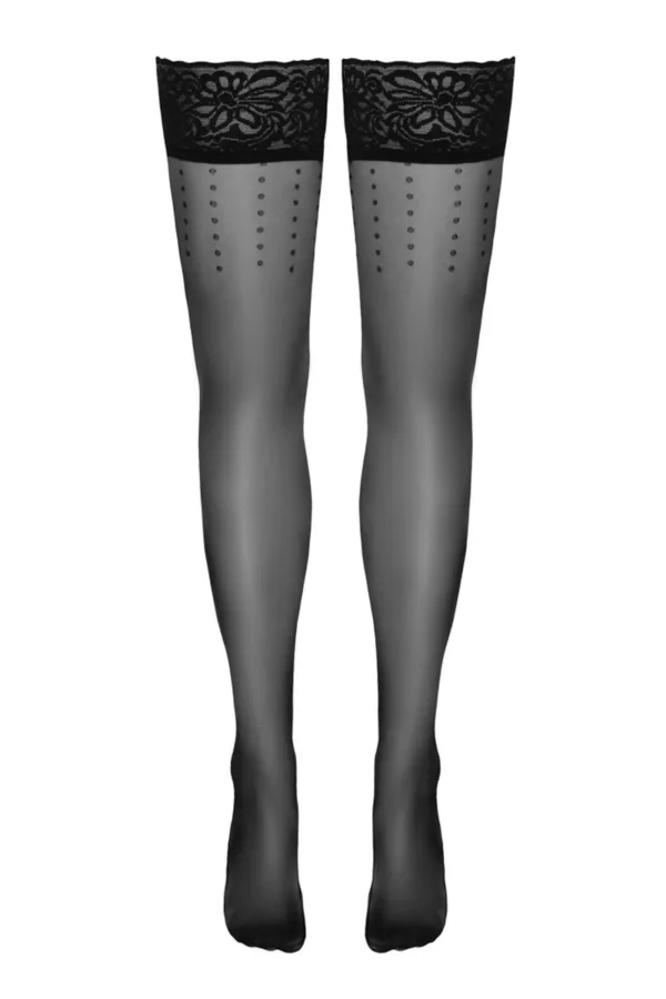 Bas autofixants noir Hold up 2 – Cotelli Legwear - 94edenstreet.com - sexshop en ligne