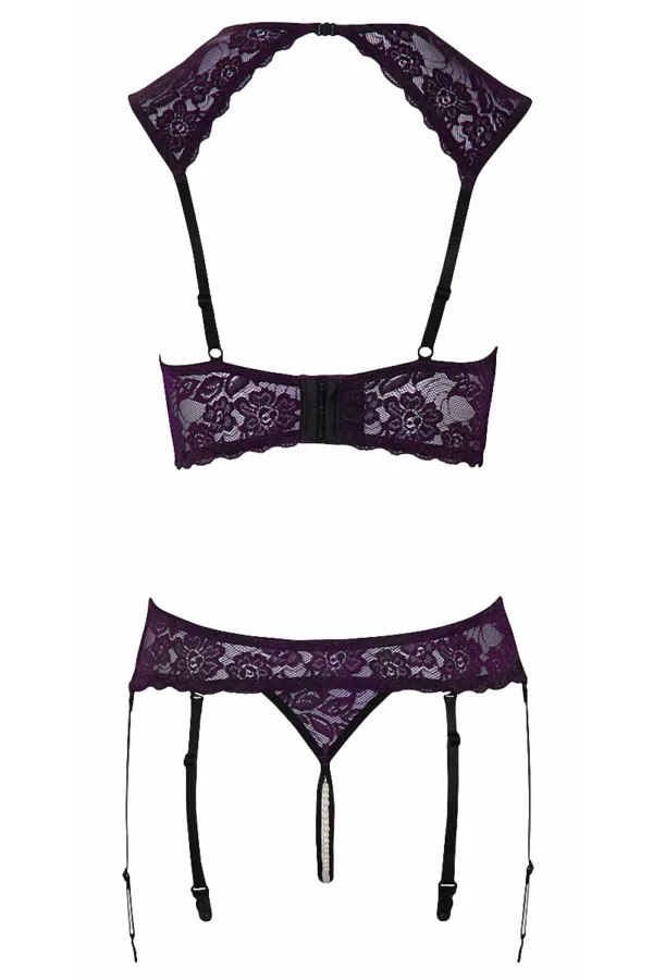 Ensemble lingerie ouverte violet – Cotelli Lingerie - 94edenstreet.com - sexshop en ligne