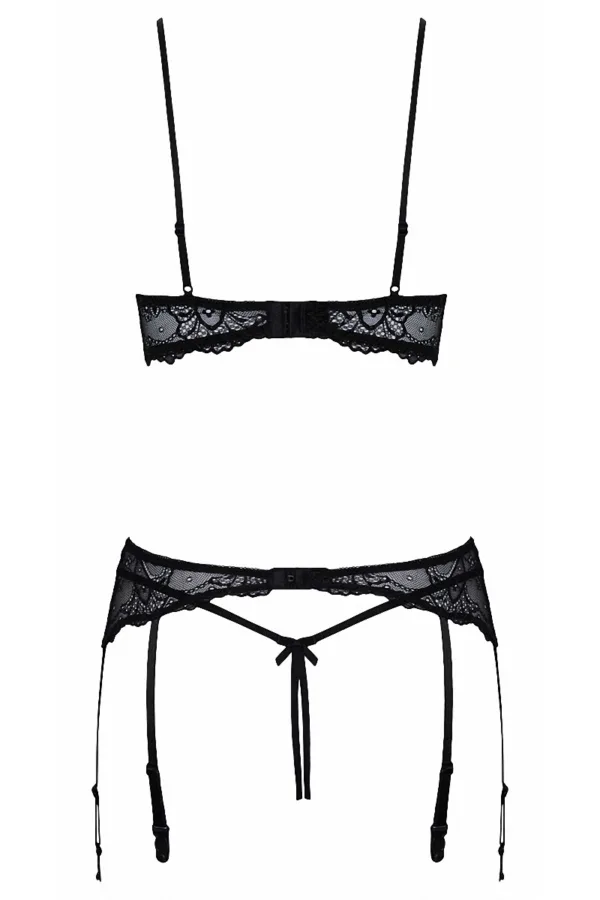 Ensemble lingerie ouverte noir – Cotelli Lingerie - 94edenstreet.com - sexshop en ligne